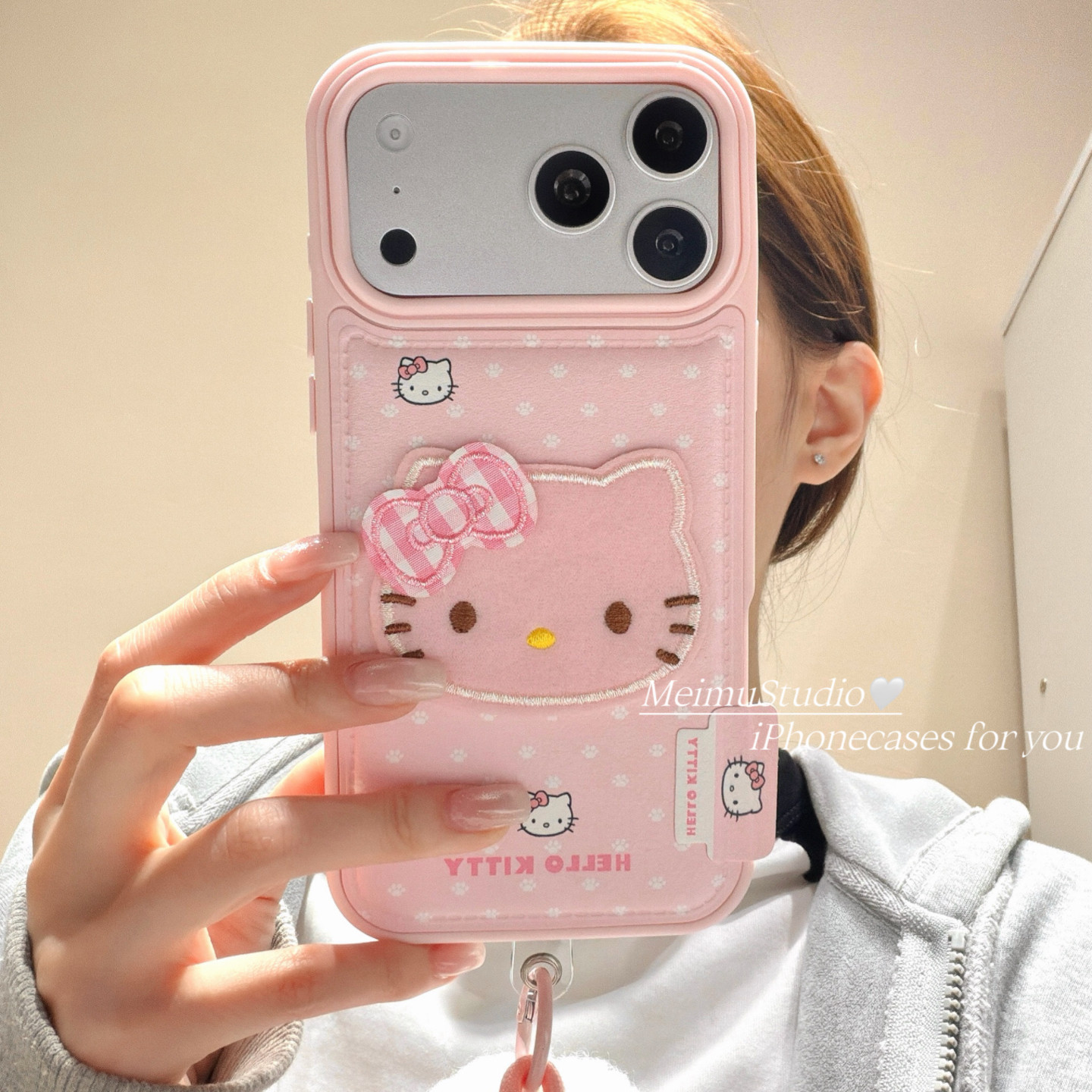 少女粉色凯蒂猫适用苹果手机壳