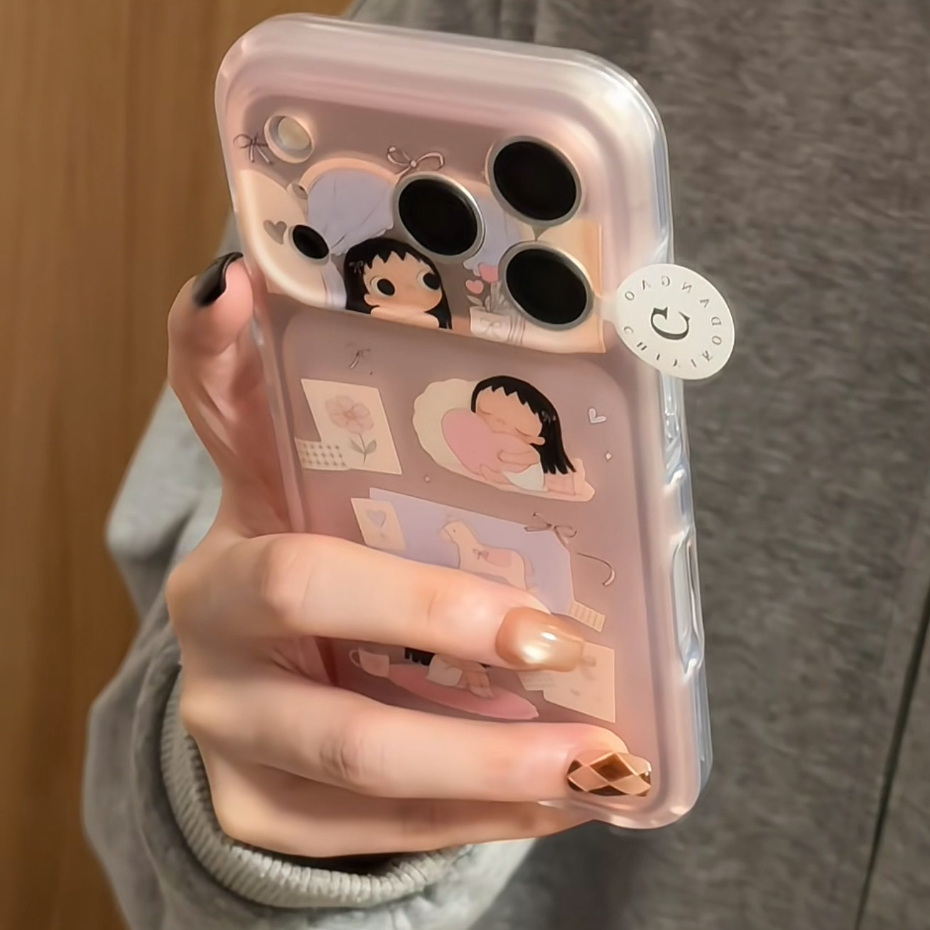 美牧ins半透蜜粉软萌木马小玉适用苹果18promax手机壳iphone17promax新款15女17pro卡通16pro全包防摔手机套图片