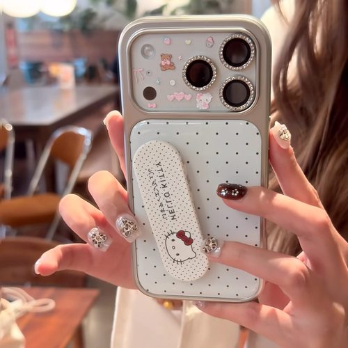 日韩波点KT猫支架适用苹果手机壳