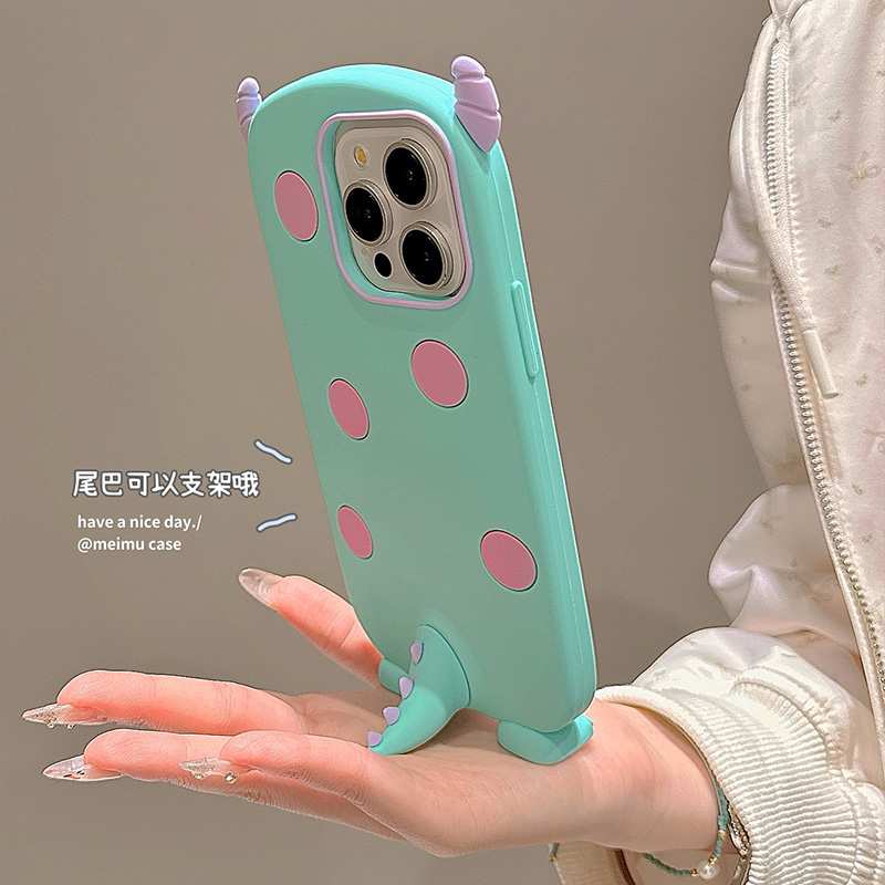 趣味卡通波点怪兽适用苹果手机壳
