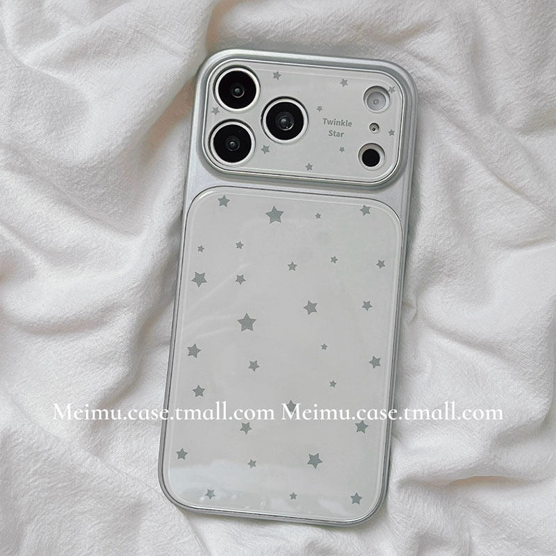 美牧 韩系ins温柔满屏星星适用苹果17promax手机壳iphone16pro新款15女17pro大视窗电镀15pro全包防摔手机套