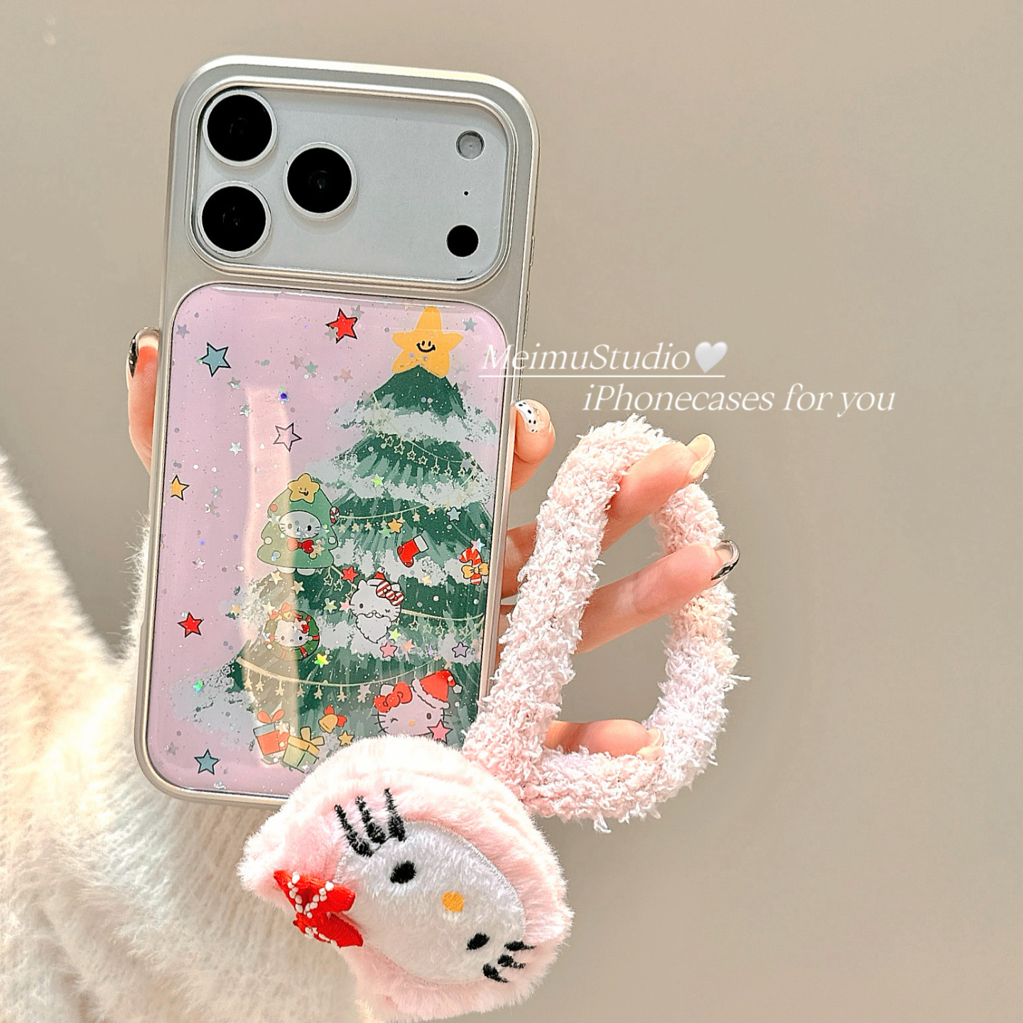 少女粉圣诞树KT猫适用苹果手机壳