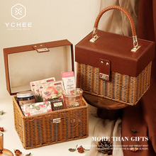 结婚伴手礼女伴娘森系婚礼ins小众高级感皮质藤编篮实用订婚礼盒