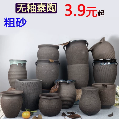 Мини-сочный цветочный горшок из печенья, тазик для большого пальца, небольшой глиняный горшок, цветочный горшок с мясом из неглазурованной черной керамики, керамический горшок, старая куча, простой маленький горшок