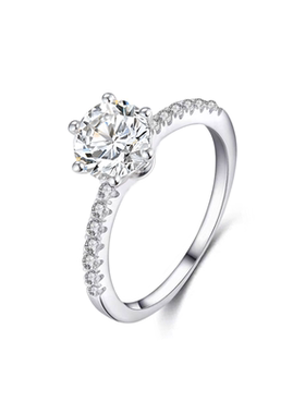 蒂芙星钻18K金铂金PT950培育钻石河南人工人造钻石星光六爪戒指