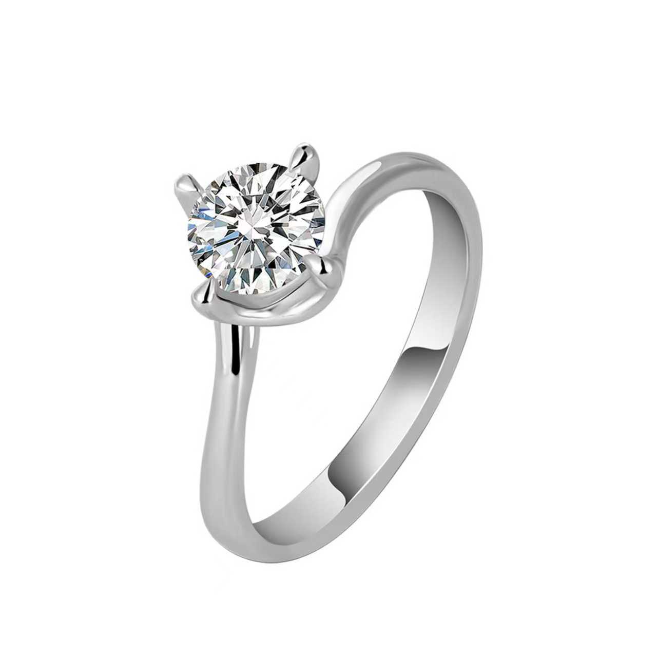 蒂芙星钻18K金培育钻石河南人工人造钻石扭臂四爪时尚百搭钻戒