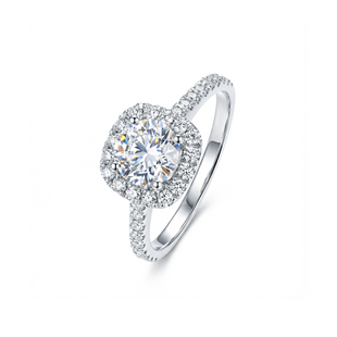 蒂芙星钻18K金培育钻石河南人工人造钻石方围镶大气时尚百搭婚戒