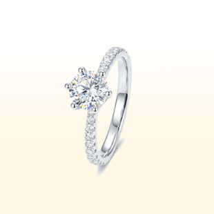 蒂芙星钻18K金铂金PT950培育钻石河南人工人造钻石星光六爪戒指