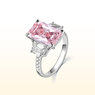 蒂芙星钻铂金PT950培育钻石戒指雷迪恩粉钻轻奢时尚 钻戒女预