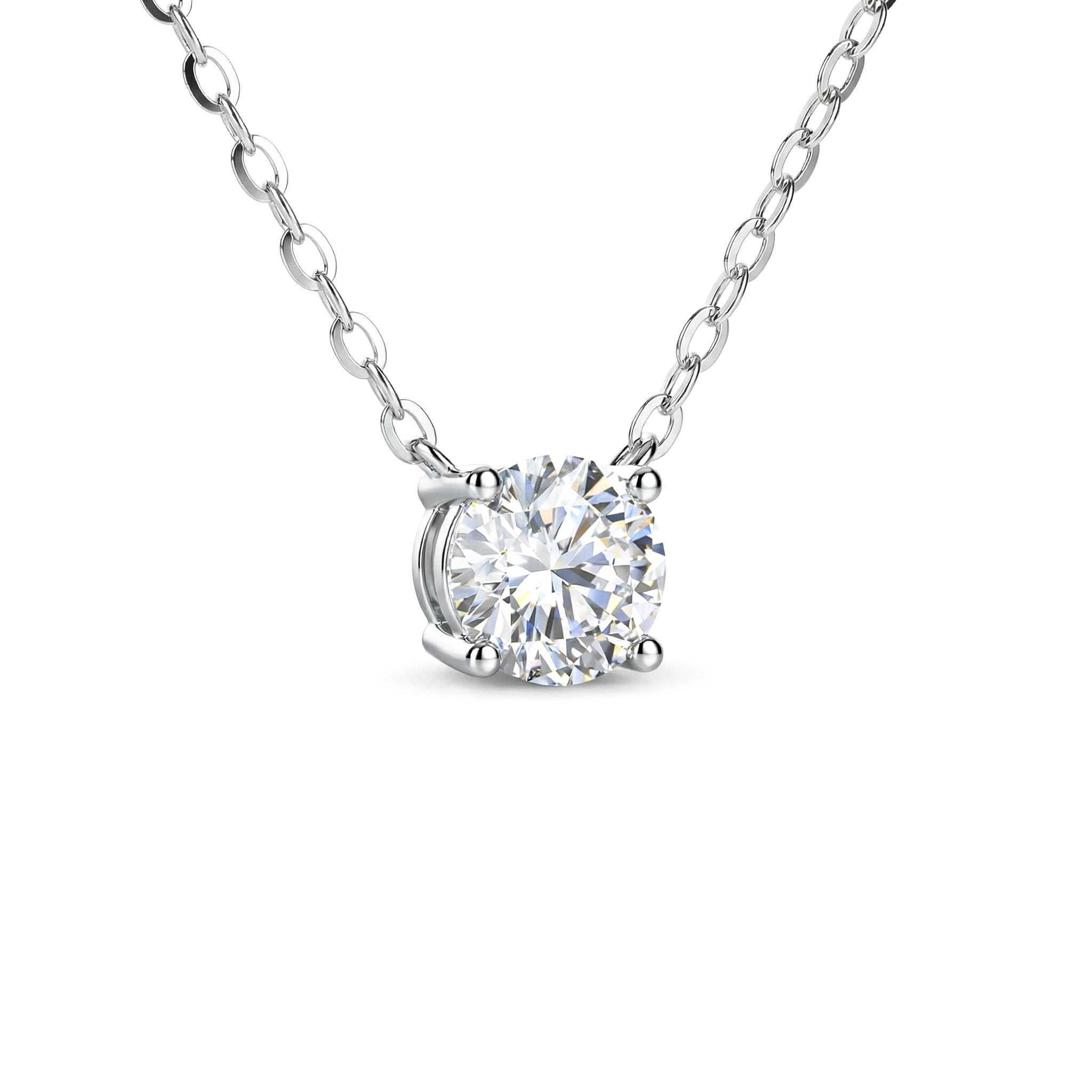 蒂芙星钻铂金PT95018K金培育钻石河南人工人造钻石经典四爪项链