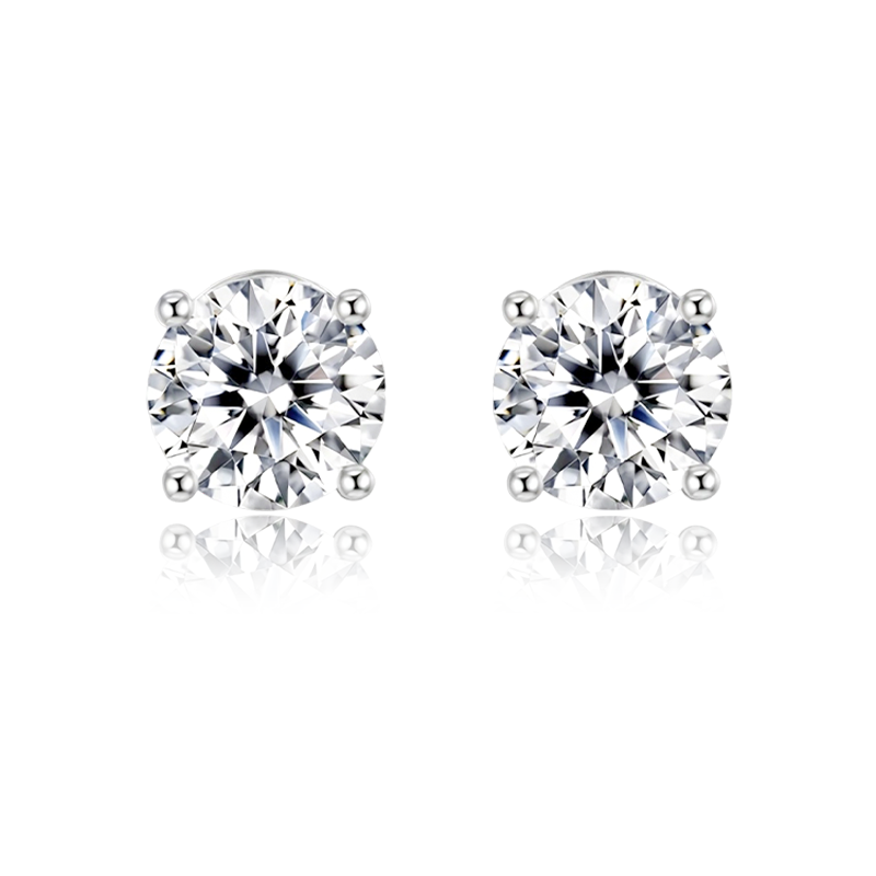 蒂芙星钻18K金培育钻石河南人工人造钻石简约四爪鹿角耳钉耳环