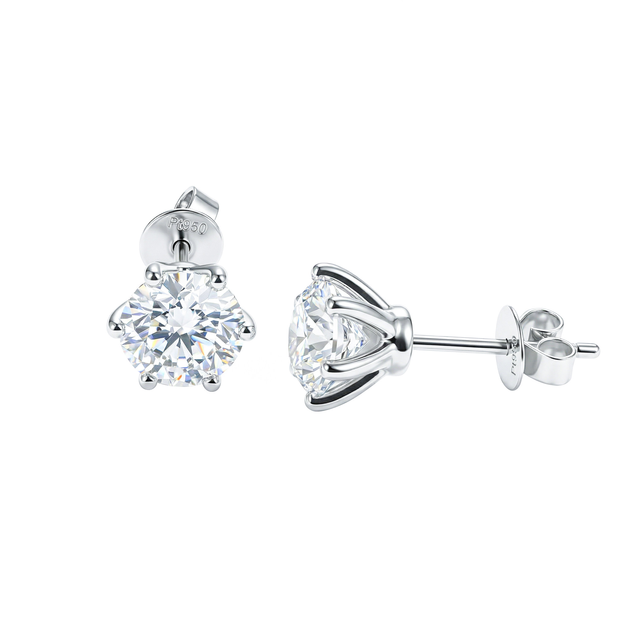 蒂芙星钻18K金铂金PT950培育钻石河南人工人造钻石六爪牛头耳钉,珠宝/钻石/翡翠,耳饰,淘宝优惠券,粉丝福利购,淘宝优惠卷
