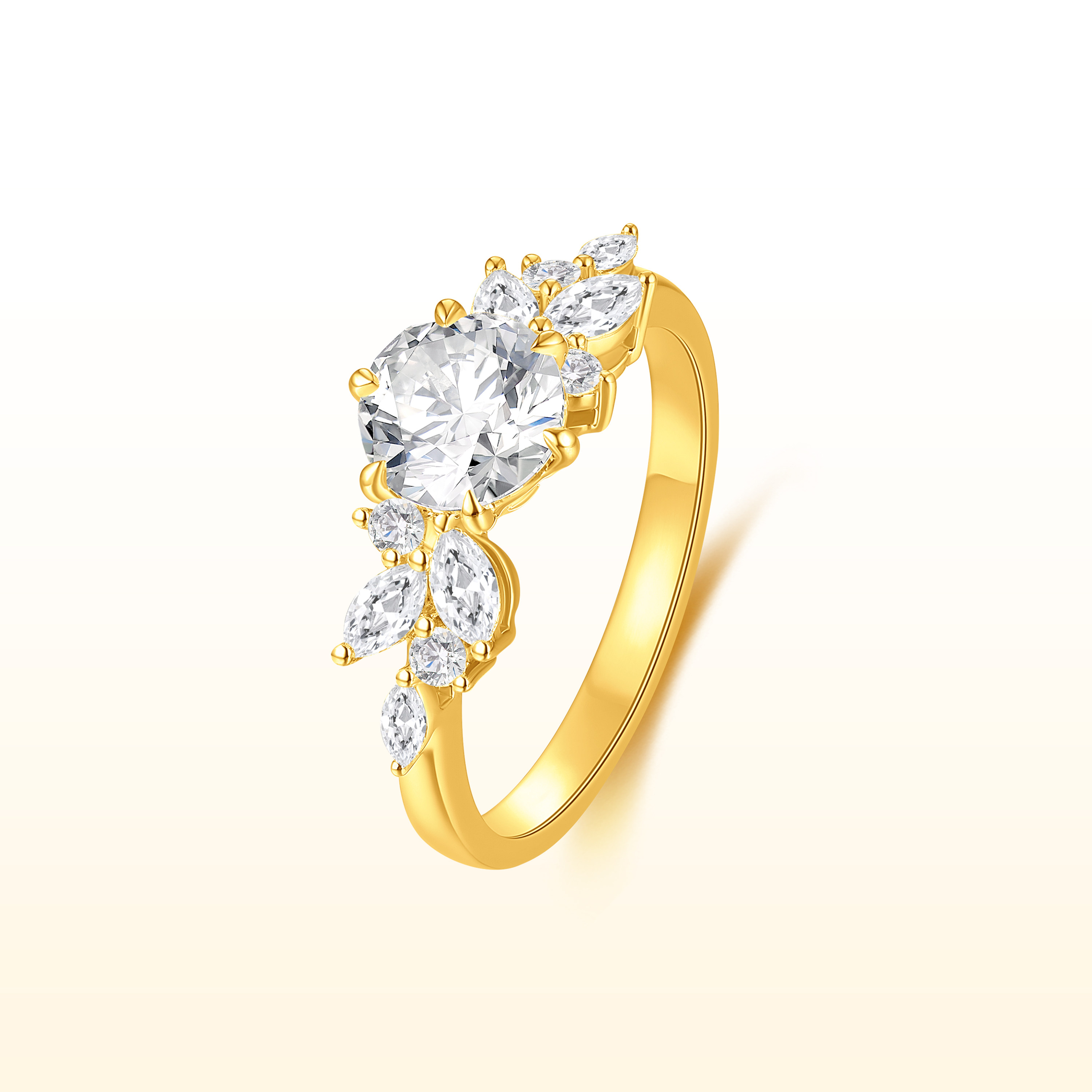 蒂芙星钻18K金培育钻石戒指麦穗钻戒轻奢精致结婚百搭情人节送礼