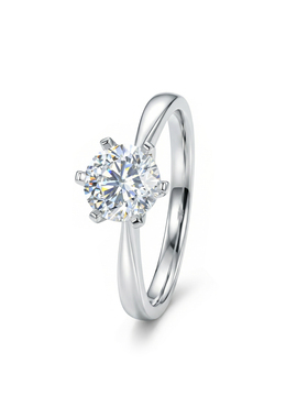 蒂芙星钻18K金培育钻石戒指求婚一克拉50分周家小蛮腰六爪钻戒