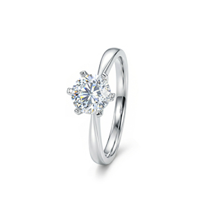 蒂芙星钻18K金培育钻石戒指求婚一克拉50分周家小蛮腰六爪钻戒