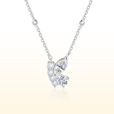蒂芙星钻PT950培育钻蝶之舞项链