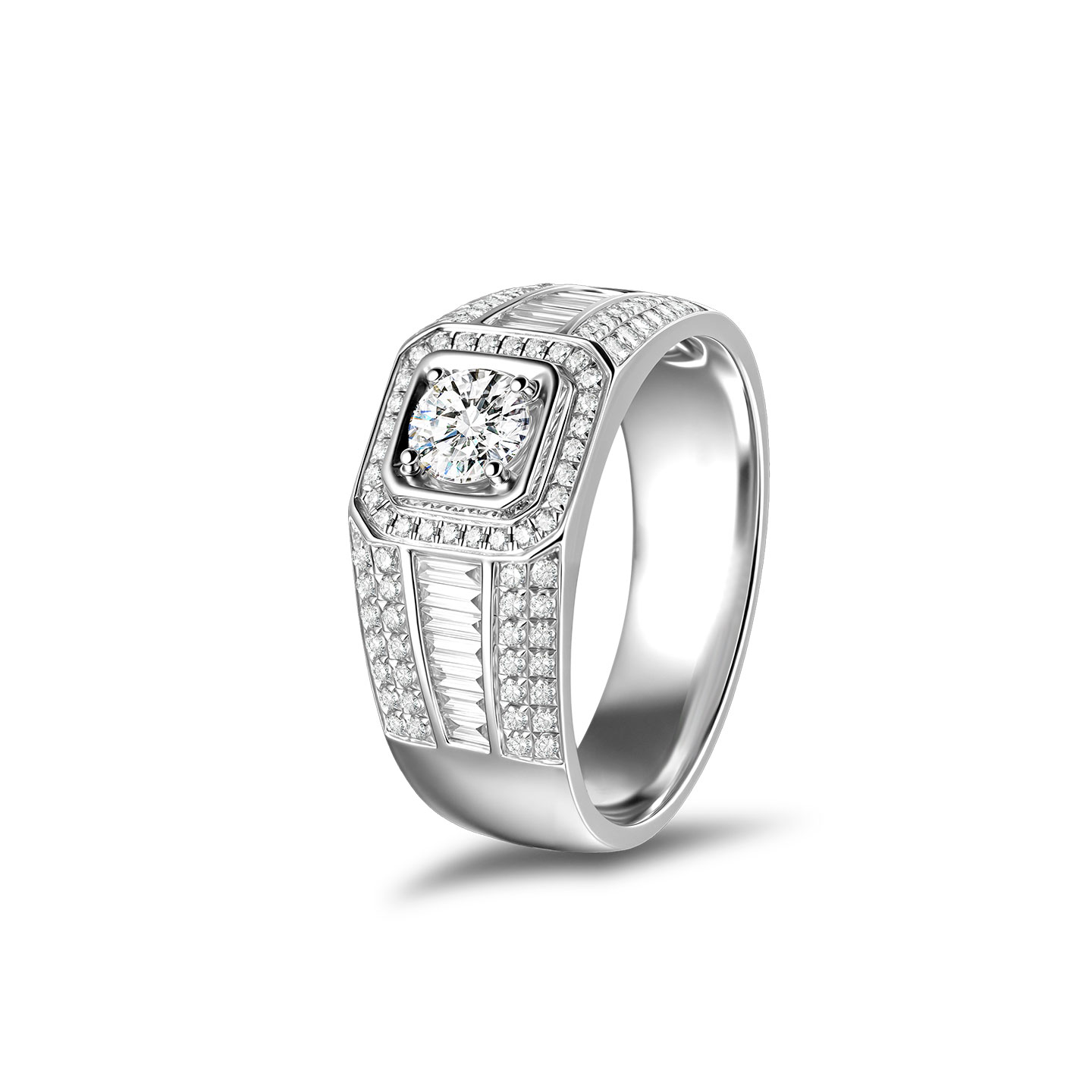 蒂芙星钻铂金PT950培育钻石戒指豪华群镶男戒情侣对戒真金真钻