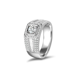 蒂芙星钻铂金PT950培育钻石戒指豪华群镶男戒情侣对戒真金真钻