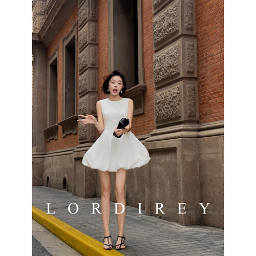 LORDIREY/【白月光】圆领气质感花苞裙百搭时尚连衣裙裙子