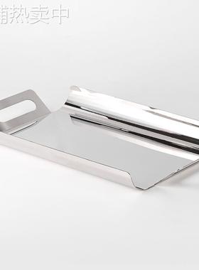 轻奢风长方形置物托盘创意不锈钢茶盘样板间家用客厅收纳托盘饰品
