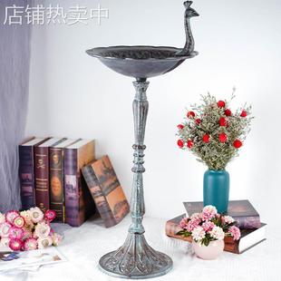 美式乡村孔雀开屏烛台喂鸟器喂食器花园别墅庭院摆件花架装饰品