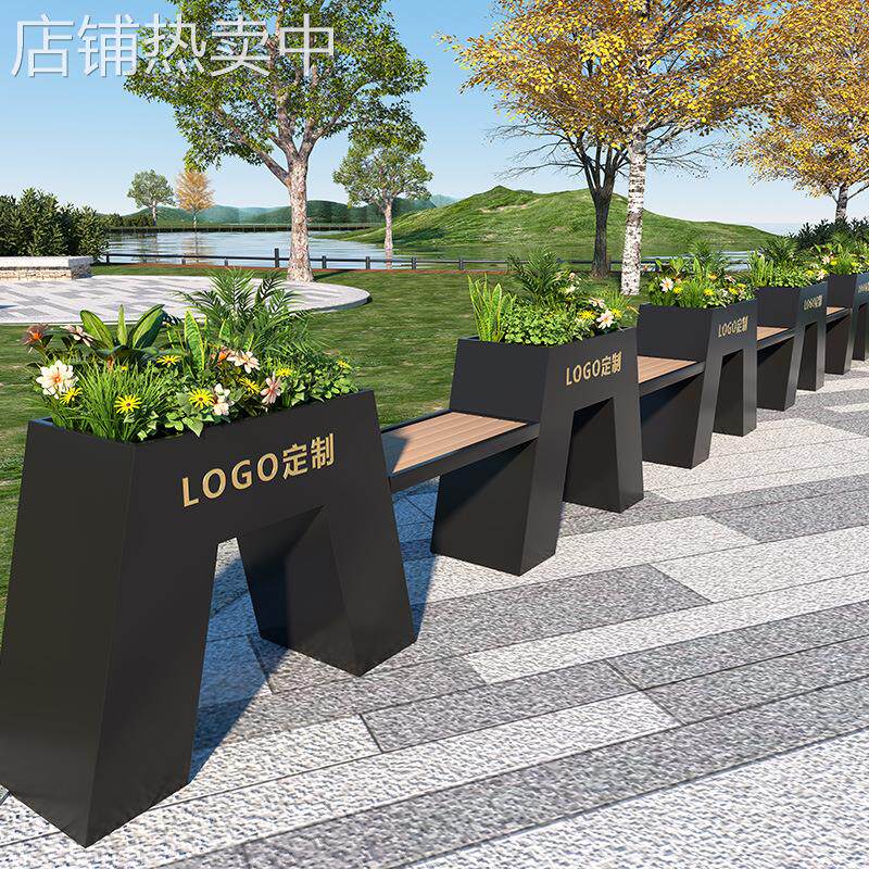 售楼部户外花箱花槽组合花架外摆花池花坛广场室外不锈钢花盆