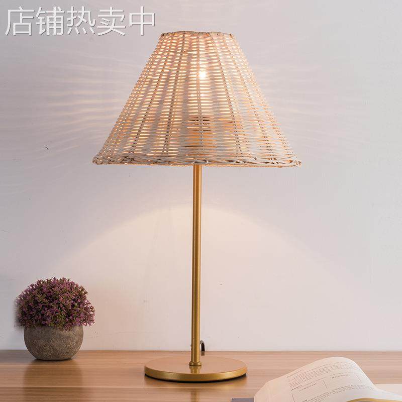 手工创意藤编民宿台灯东南亚风格创意家居竹编灯罩LED卧室台灯,家装灯饰光源,装饰台灯,淘宝优惠券,粉丝福利购,淘宝优惠卷