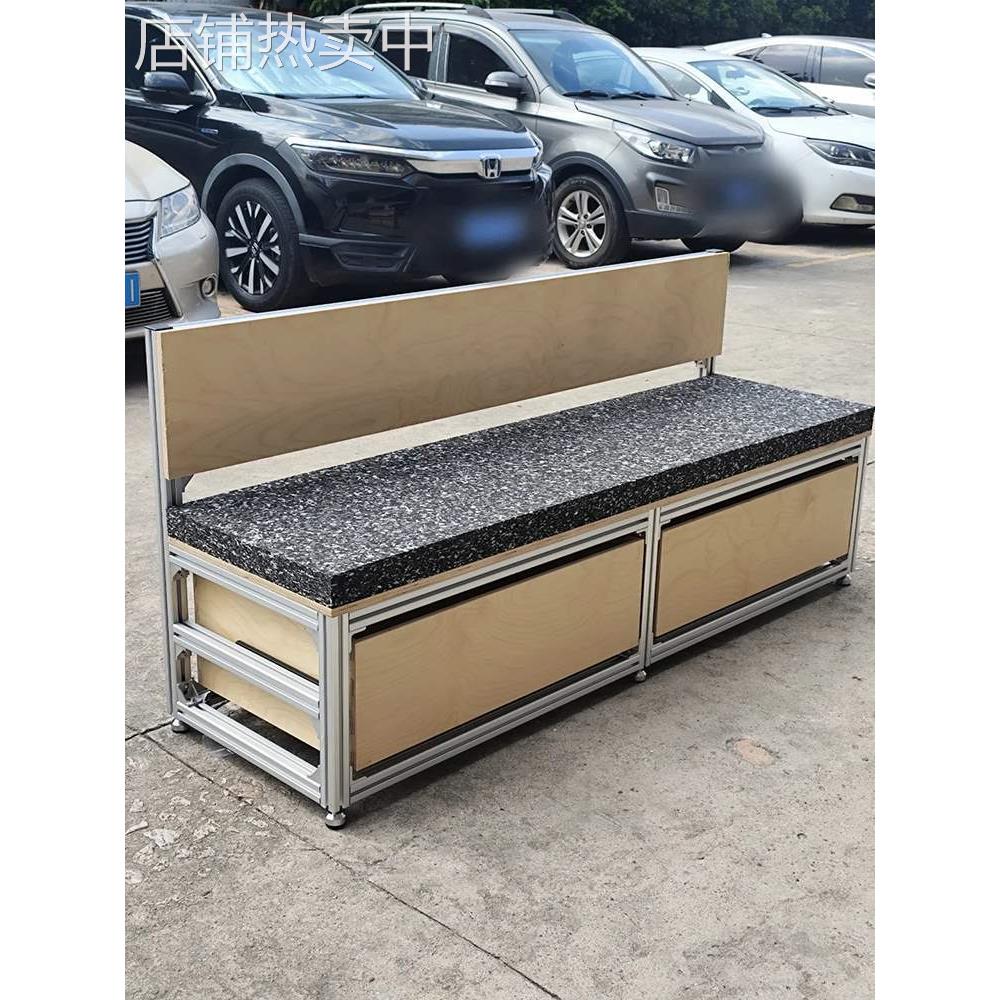 咖啡店桦木海洋板靠背长凳铝型材工业风商用奶茶店储物柜卡座沙发