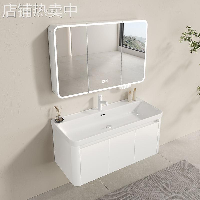 太空铝卫生间圆弧形智能浴室镜柜单独镜子带美妆架纸巾孔圆角防撞