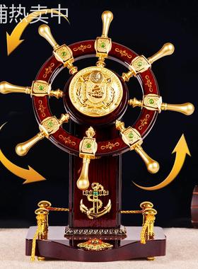 开业店铺落地舵舵手摆件客厅办公室木质装饰品送老板桌面礼品