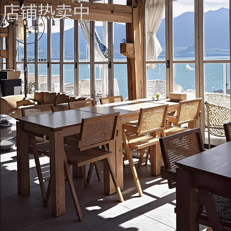 实木餐椅民宿酒店椅子咖啡店网红款昌迪加尔椅商用有扶手椅靠背椅