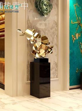金色轻奢不锈钢创意银杏叶造型装饰摆件现代简约工艺品客厅会所