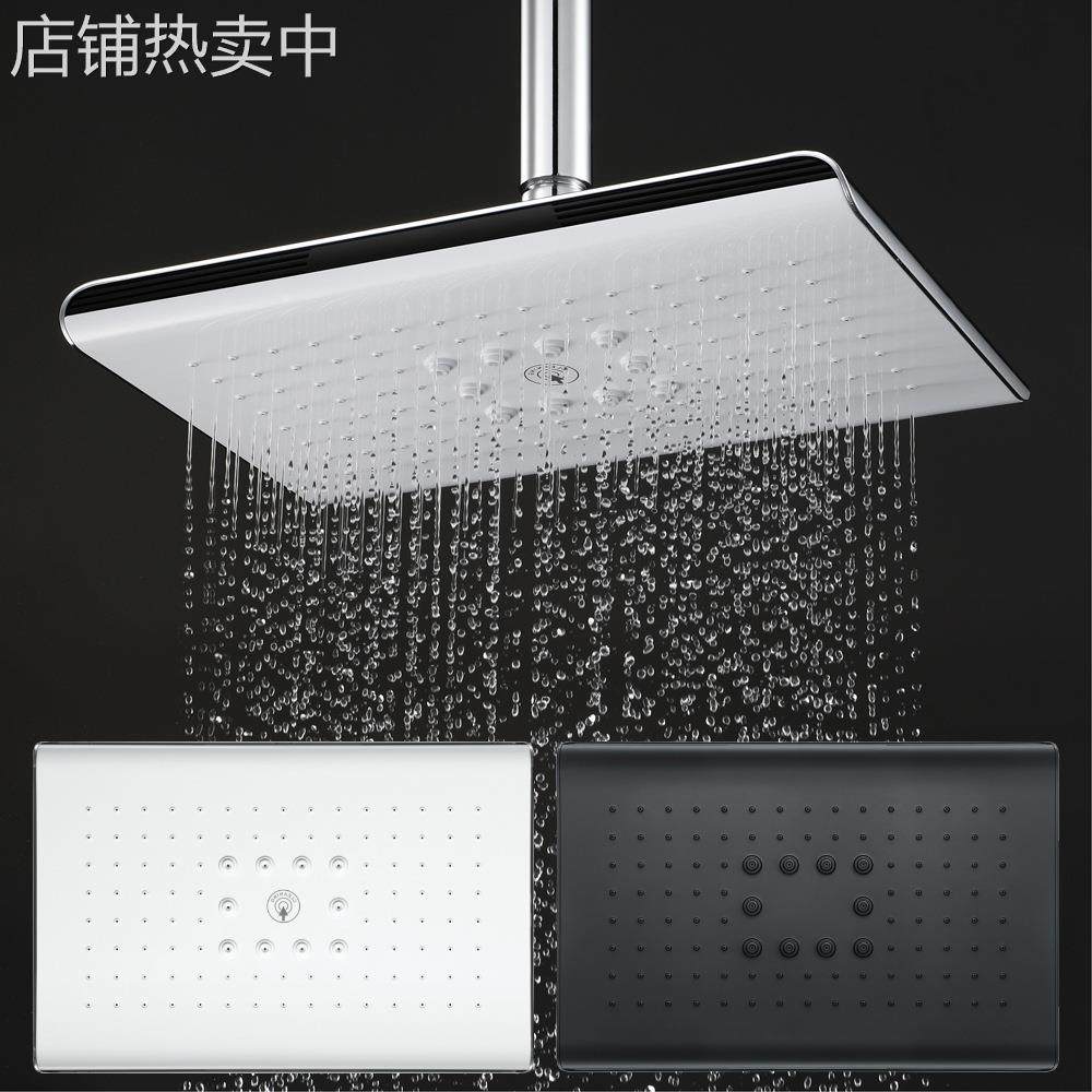 HIDEEP 浴室淋浴花洒顶喷头27x18cm长方形白色/黑色ABS花洒头