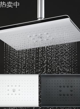 HIDEEP 浴室淋浴花洒顶喷头27x18cm长方形白色/黑色ABS花洒头