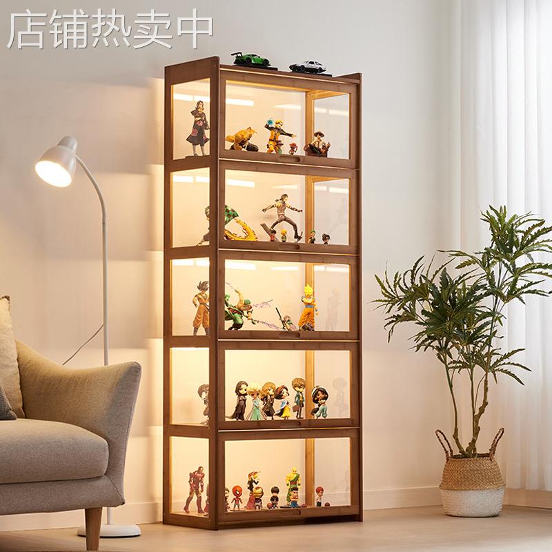 手办玩具展示柜亚克力书柜落地透明置物架防尘收纳柜子家用储物柜