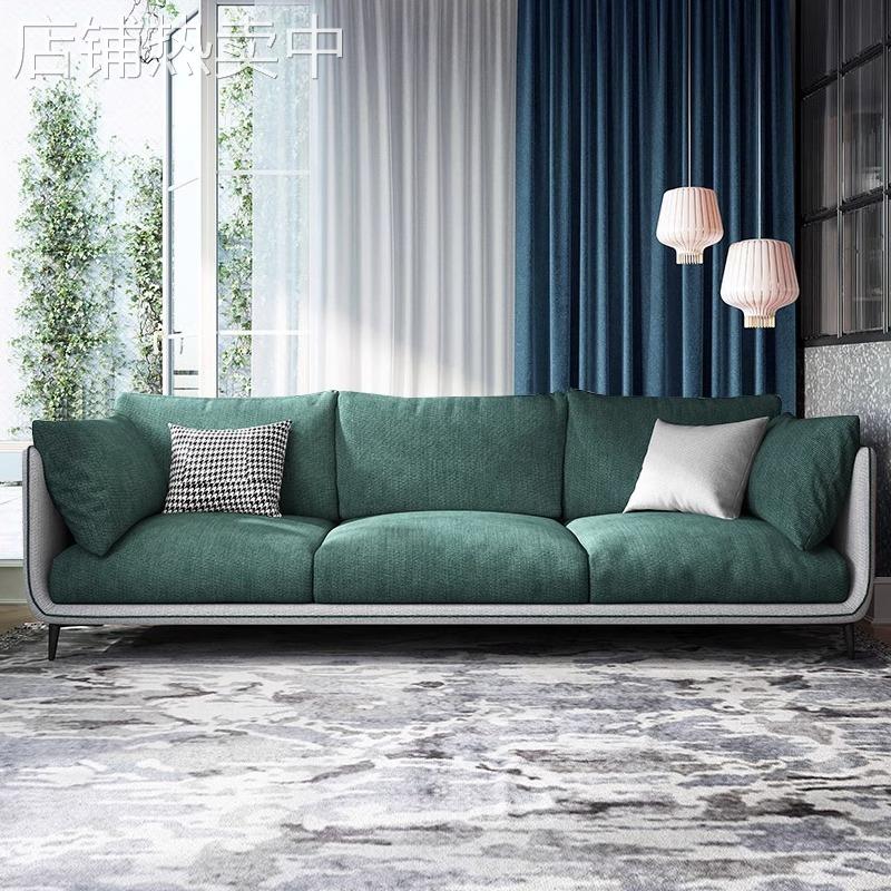 休闲沙发意式极简家用小户型客厅家具四季通用款直排棉麻三人沙发