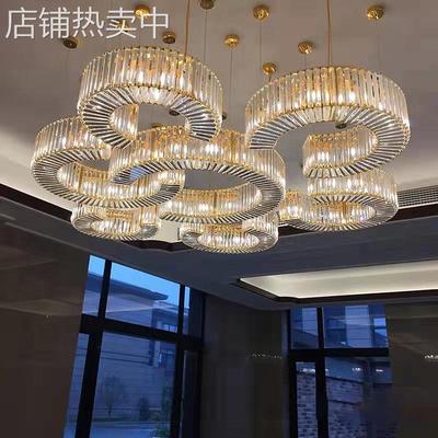 中山酒店灯饰厂家C字型水晶灯轻奢售楼处大堂灯具展厅宴会厅吊灯