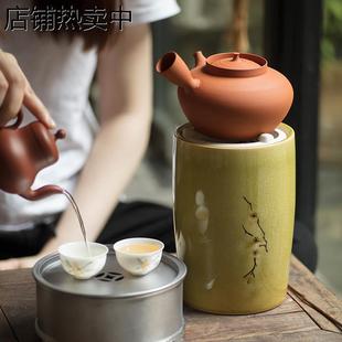 梅花烧炭电茶炉炭炉凉炉 功夫道电炭两用陶瓷煮茶炉功夫茶复古中式