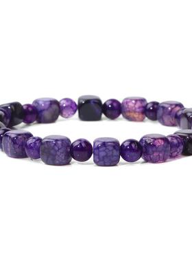 欧美跨境天然石头珠子手链男方块碧玺糖果色玛瑙手串饰品厂家