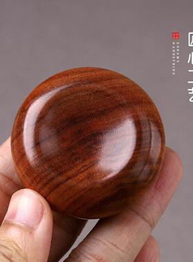 复古花梨木黑檀沉香木一体雕刻圆饼手把件中式日常盘玩小物件