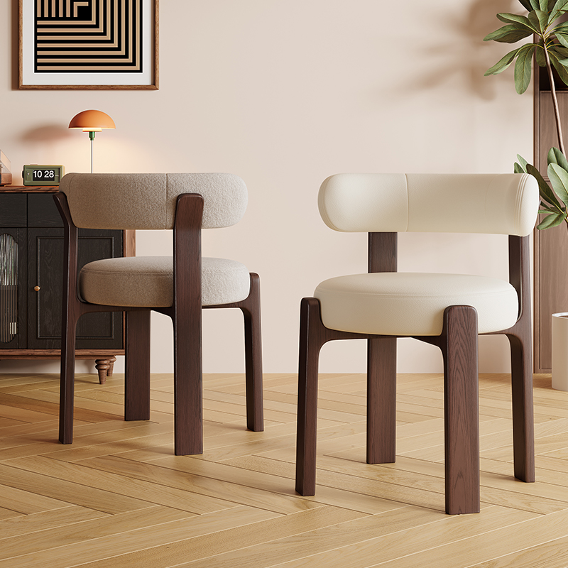 北欧实木餐椅意式极简酒店咖啡厅