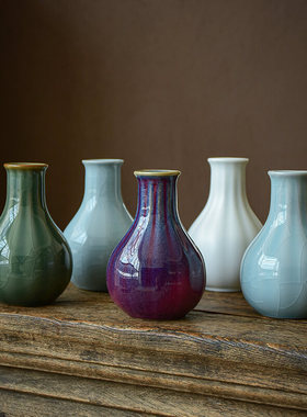 汝窑水培花盆绿萝水养花器鲜花花瓶摆件客厅插花中式家居客厅装饰