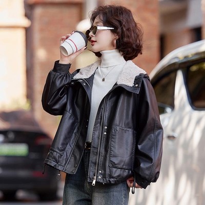皮衣外套女冬季加绒加厚2025新款小个子高级感女士pu皮棉服夹克