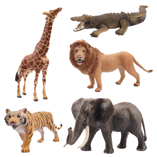 实心仿真动物模型玩具套装野猛兽老虎狮子王美洲豹黑豹狼场景摆件