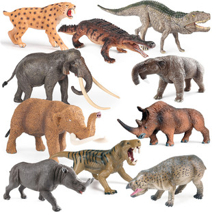 儿童史前动物玩具实心仿真远古模型剑齿虎波斯特鳄远古鳄鱼乳齿象