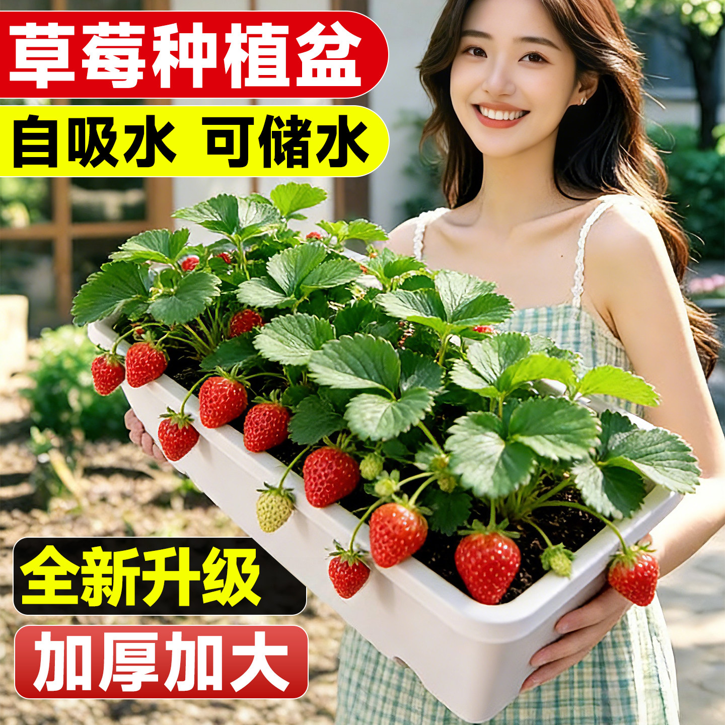 塑料花盆家用阳台种菜盆蔬菜种植神器草莓盆栽专用箱长方形长条盆