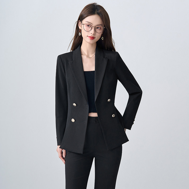 黑色面试西装套装女2025春秋新款