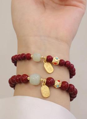 小红书同款朱砂红串珠弹力手链小众设计学生手串闺蜜生日礼物