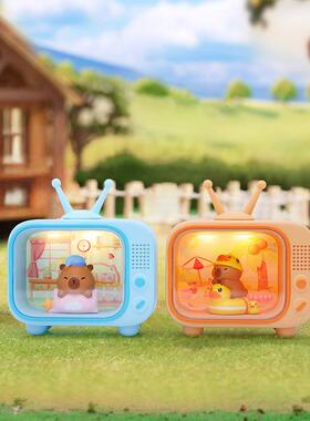 卡皮巴拉豚豚仔的活力日常盲盒周边公仔发光发亮卧室摆件厂家直销