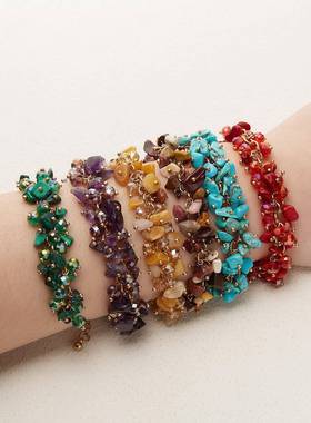 速卖通爆款石头5色水晶碎石手链创意水晶手串男女饰品地摊货厂家
